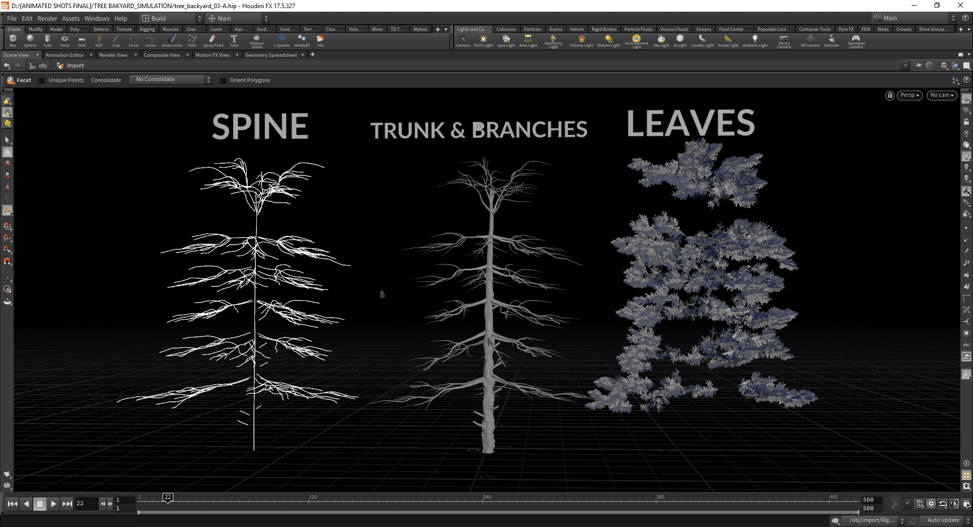 Tree geometry decomposition into simulation layers