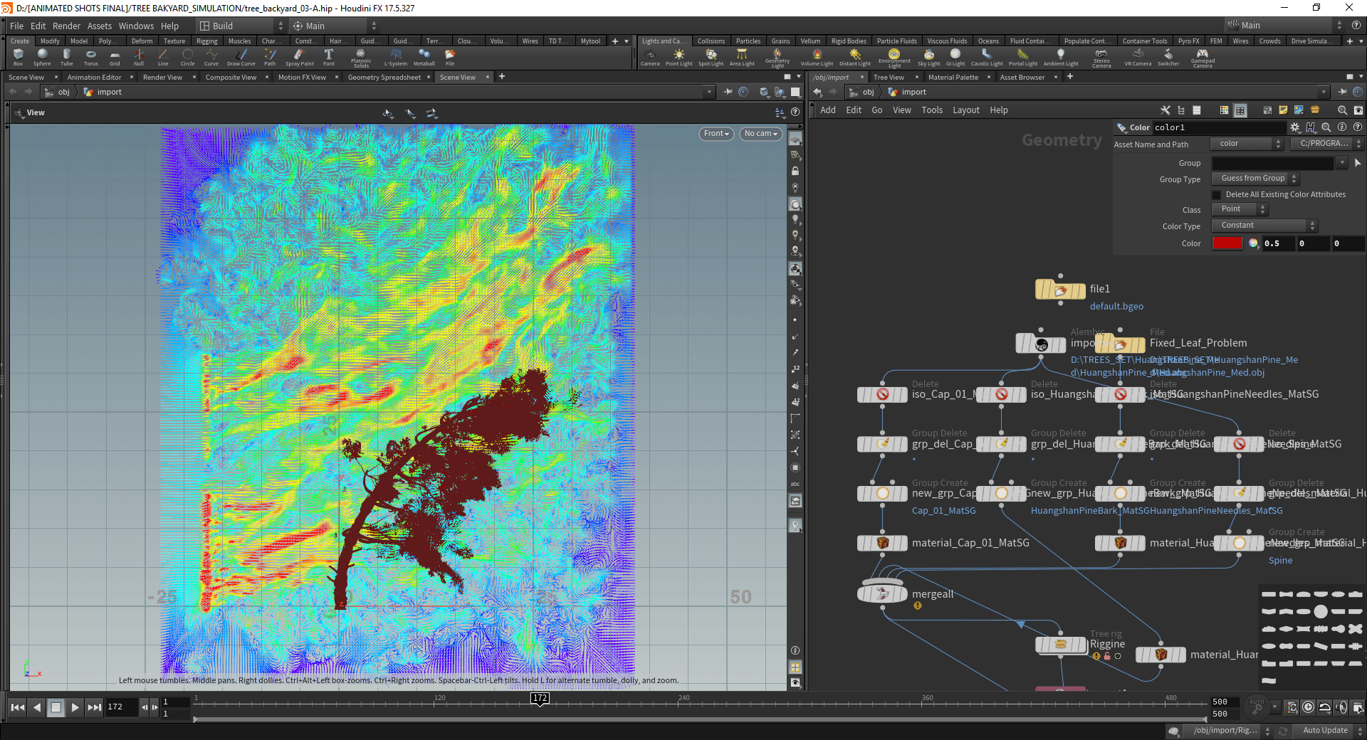 Airflow behaviour around tree canopy — velocity field visualisation